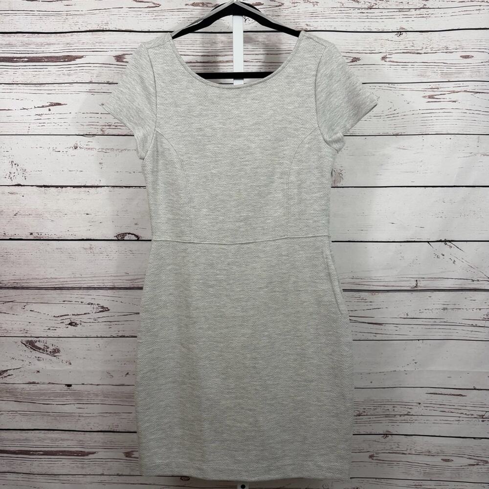 Banana Republic Classic Short Sleeve Sheath Dress in Light Gray Size 6
